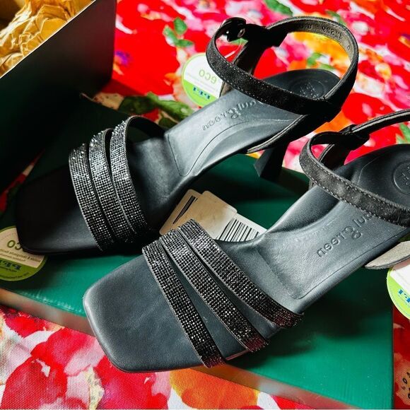 Paul Green Shoes - Paul Green luxury Black Suede Women's Black Strappy Sandals w Bling!  NWT